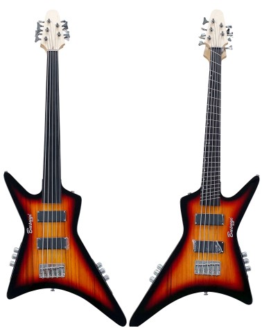 copy of 5 String Fretless Bass/ 5 String Fanned Fret Bass Double Neck Busuyi Guitar Right