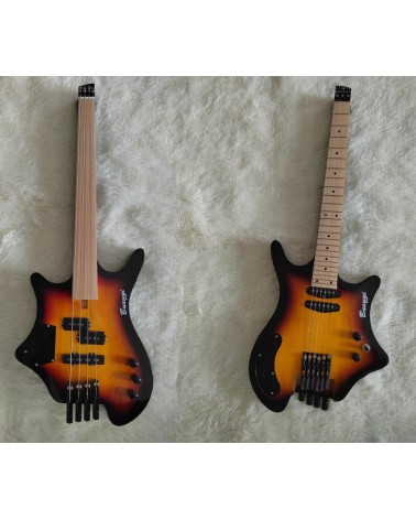 4 String Short Scale Fretless Bass/ 6 String Headless Neck Thru Busuyi Guitar