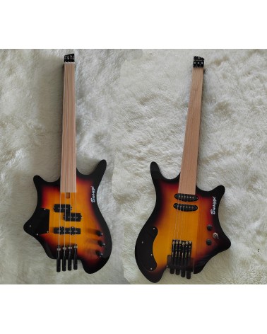 4 String Short Scale Fretless Bass/ 6 String Fretless Headless Neck Thru Busuyi Guitar